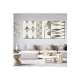 Gaagart 3'Lü Kanvas Duvar Tablosu Çizgisel Soft Yeşil Ve Kadın Silüeti, 50 X 70