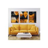 GAAGART 3'lü Kanvas Duvar Tablosu Seti Turuncu Siyah Asimetrik Desen 60 x 90 gartNM1823