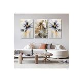Gaagart 3'Lü Kanvas Salon Duvar Tablosu Menekşe Ve Beyaz At, 60 X 90