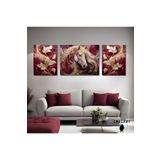 Gaagart 3Lü Kanvas Şık Salon Duvar Tablosu Modern Soyut Bordo Gold At, 50 X 70