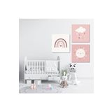 GAAGART 3'lü Kare Kanvas Bebek Odası Güneş ve Gökkuşağı Tablo Seti 40 x 40 gartNM2043