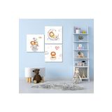 GAAGART 3'lü Kare Kanvas Bebek Odası Soft Aslan ve Fil Tablo Seti 50 x 50 gartNM2075