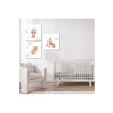 GAAGART 3'lü Kare Kanvas Bebek Odası Soft Ayıcık ve Bulut Tablosu 50 x 50 gartNM2058