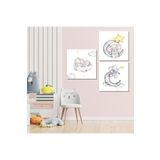 GAAGART 3'lü Kare Kanvas Bebek Odası Soft Filler ve Yıldız Tablo Seti 50 x 50 gartNM2072