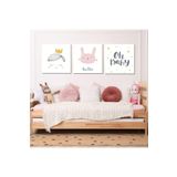 GAAGART 3'lü Kare Kanvas Kız Bebek Odası Soft Pembe Prenses Tablo Seti 50 x 50 gartNM2069