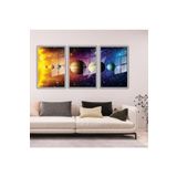 GAAGART 3'lü Metal Çerçeveli Cam Tablo Seti Güneş ve Gezegenler 70 x 100 gartNM1023