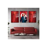 Gaagart 3'Lü Metal Çerçeveli Cam Tablo Seti Klasik Atatürk İstiklal Marşı Ve Gençliğe Hitabe, 30 X 40