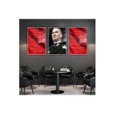 Gaagart 3'Lü Metal Çerçeveli Cam Tablo Seti Mavi Gözlü Atatürk İstiklal Marşı Ve Gençliğe Hitabe, 40 X 60