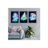 GAAGART 3'lü Metal Çerçeveli Cam Tablo Seti Neon Sihirli Mantar 70 x 100 gartNM759