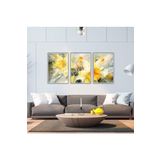 GAAGART 3'lü Metal Çerçeveli Cam Tablo Seti Sarı Nergis Çiçeği 40 x 60 gartNM1099