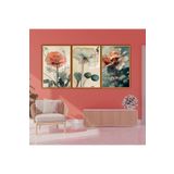 Gaagart 3'Lü Metal Çerçeveli Cam Tablo Seti Soft Renk Gelincik Çiçekleri, 50 X 70