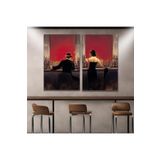 GAAGART İkili Dikey Kanvas Duvar Tablosu Brent Lynch Puro Bar Akşam Yemeği Kadın ve Adam 40 x 60 gartNM7109