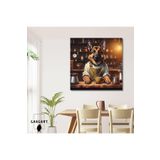 Gaagart Kare Kanvas Kahve Köşesi Cafe Tablosu Barista Alman Kurdu, 90 X 90