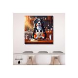 Gaagart Kare Kanvas Kahve Köşesi Cafe Tablosu Barista Bernese Mointain, 40 X 40
