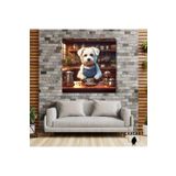 Gaagart Kare Kanvas Kahve Köşesi Cafe Tablosu Barista Beyaz Terrier, 90 X 90