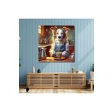 Gaagart Kare Kanvas Kahve Köşesi Cafe Tablosu Barista Border Collie, 90 X 90
