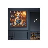 Gaagart Kare Kanvas Kahve Köşesi Cafe Tablosu Barista Golden Köpek, 40 X 40