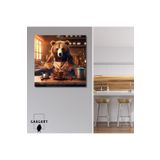 Gaagart Kare Kanvas Kahve Köşesi Cafe Tablosu Barista Kahverengi Ayı, 40 X 40