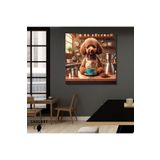 Gaagart Kare Kanvas Kahve Köşesi Cafe Tablosu Barista Kahverengi Poodle, 50 X 50