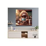 Gaagart Kare Kanvas Kahve Köşesi Cafe Tablosu Barista Kaniş Köpek, 40 X 40