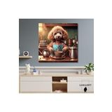 Gaagart Kare Kanvas Kahve Köşesi Cafe Tablosu Barista Kaniş Köpek, 50 X 50