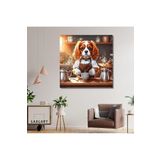 Gaagart Kare Kanvas Kahve Köşesi Cafe Tablosu Barista King Charles Köpek, 90 X 90