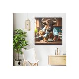 Gaagart Kare Kanvas Kahve Köşesi Cafe Tablosu Barista Öküz, 40 X 40