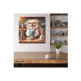 Gaagart Kare Kanvas Kahve Köşesi Cafe Tablosu Barista Pekinez Köpek, 70 X 70