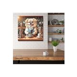 Gaagart Kare Kanvas Kahve Köşesi Cafe Tablosu Barista Pekinez Köpek, 90 X 90