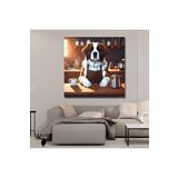 Gaagart Kare Kanvas Kahve Köşesi Cafe Tablosu Barista Saint Bernard Köpek, 50 X 50