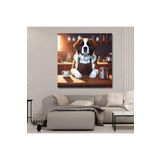 Gaagart Kare Kanvas Kahve Köşesi Cafe Tablosu Barista Saint Bernard Köpek, 70 X 70