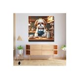 Gaagart Kare Kanvas Kahve Köşesi Cafe Tablosu Barista Shih Tzu Köpek, 70 X 70