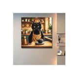 Gaagart Kare Kanvas Kahve Köşesi Cafe Tablosu Barista Siyah Kedi, 50 X 50