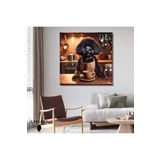 Gaagart Kare Kanvas Kahve Köşesi Cafe Tablosu Barista Siyah Poodle, 70 X 70