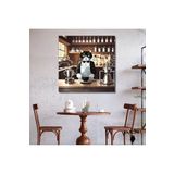 Gaagart Kare Kanvas Kahve Köşesi Cafe Tablosu Barista Smokin Kedi, 40 X 40