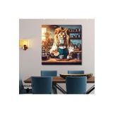 Gaagart Kare Kanvas Kahve Köşesi Cafe Tablosu Barista Yeleli Aslan, 20 X 20
