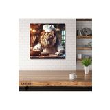 Gaagart Kare Kanvas Mutfak Tablosu Aşçı Hayvanlar Aslan, 90 X 90