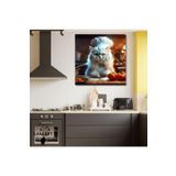 Gaagart Kare Kanvas Mutfak Tablosu Aşçı Hayvanlar Beyaz British Longhair, 70 X 70