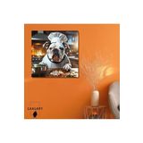 Gaagart Kare Kanvas Mutfak Tablosu Aşçı Hayvanlar Beyaz Siyah Bulldog, 40 X 40