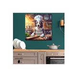 Gaagart Kare Kanvas Mutfak Tablosu Aşçı Hayvanlar Border Collie Köpek, 70 X 70