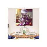 Gaagart Kare Kanvas Mutfak Tablosu Aşçı Hayvanlar British Shorthair Kedi, 90 X 90