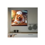 Gaagart Kare Kanvas Mutfak Tablosu Aşçı Hayvanlar Chow Chow Köpek, 90 X 90
