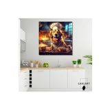 Gaagart Kare Kanvas Mutfak Tablosu Aşçı Hayvanlar Golden Retriever, 70 X 70