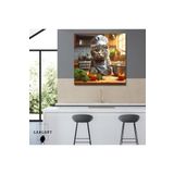 Gaagart Kare Kanvas Mutfak Tablosu Aşçı Hayvanlar Gri Scottish Fold, 90 X 90