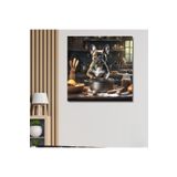 Gaagart Kare Kanvas Mutfak Tablosu Aşçı Hayvanlar Küçük Fransız Bulldog, 40 X 40