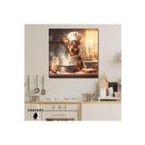 Gaagart Kare Kanvas Mutfak Tablosu Aşçı Hayvanlar Minyatür Pinscher, 70 X 70