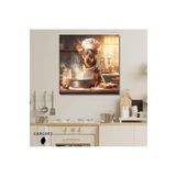 Gaagart Kare Kanvas Mutfak Tablosu Aşçı Hayvanlar Minyatür Pinscher, 90 X 90