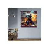 Gaagart Kare Kanvas Mutfak Tablosu Aşçı Hayvanlar Rottweiler Köpek, 70 X 70