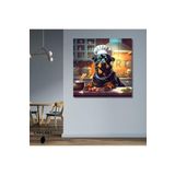 Gaagart Kare Kanvas Mutfak Tablosu Aşçı Hayvanlar Rottweiler Köpek, 90 X 90