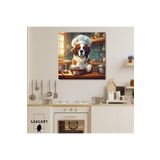 Gaagart Kare Kanvas Mutfak Tablosu Aşçı Hayvanlar Saint Bernard, 90 X 90
